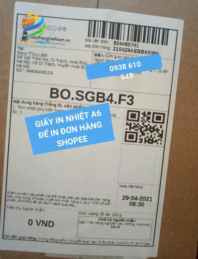 Giấy in nhiệt khổ a6 được ứng dụng rộng rãi trong các ngành kinh doanh online dùng để in đơn hàng